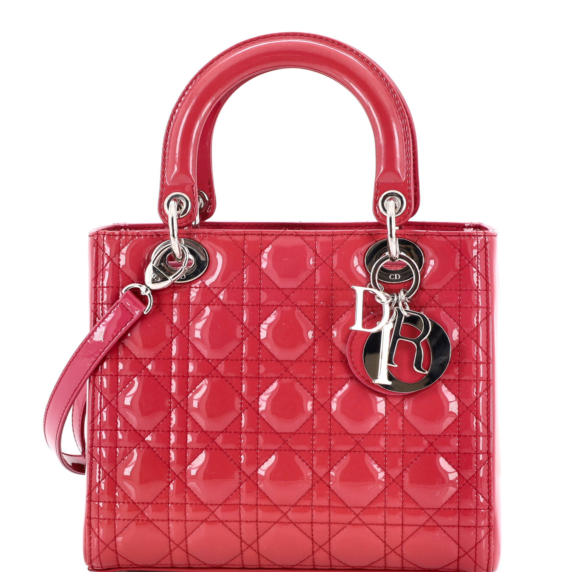 Lady Dior Bag Cannage Quilt Patent Medium