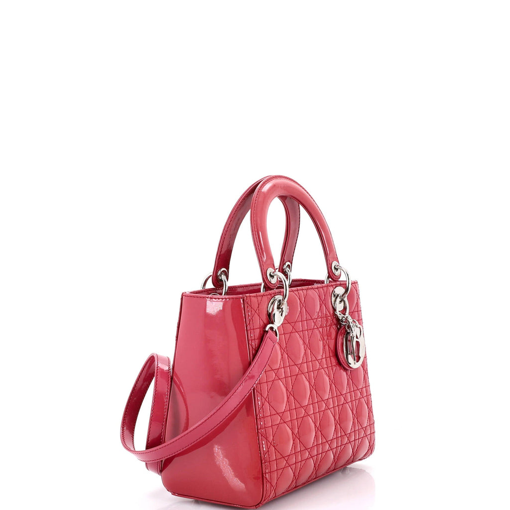 Lady Dior Bag Cannage Quilt Patent Medium