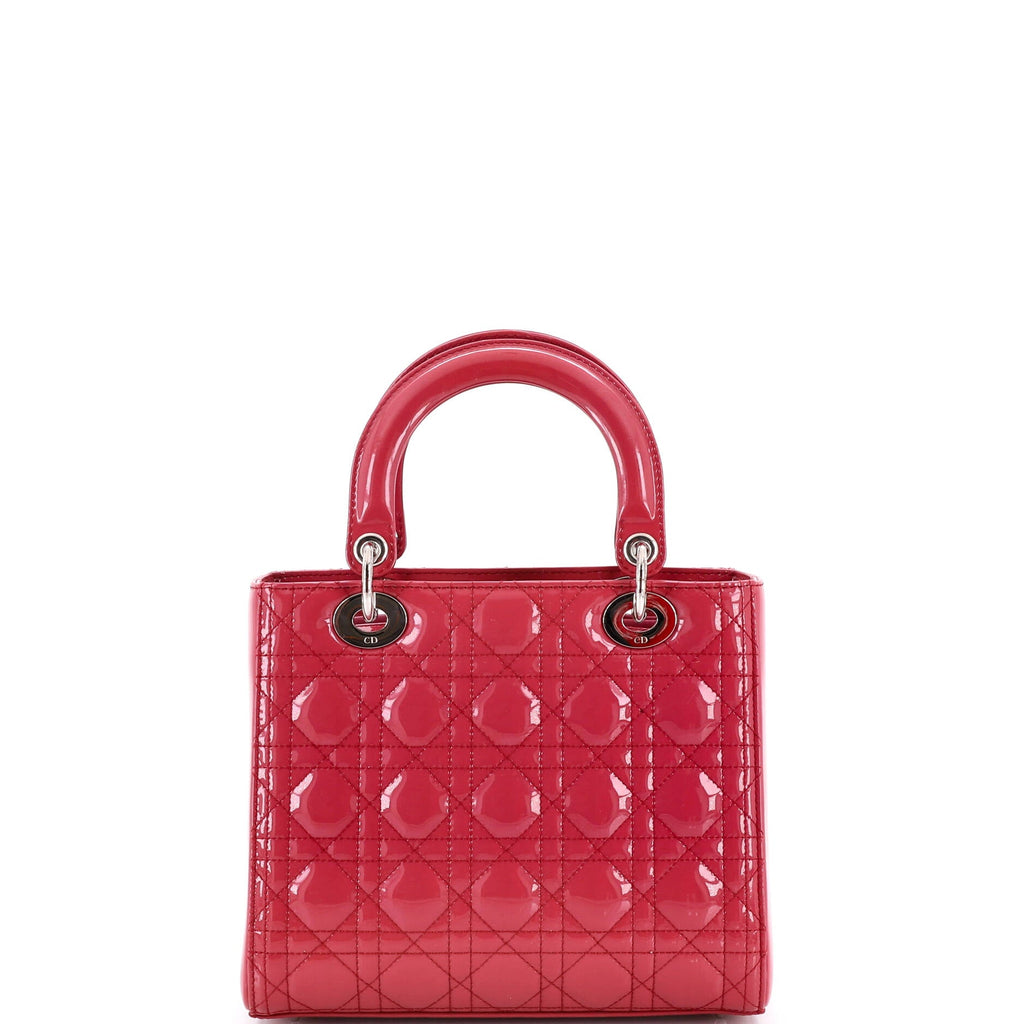 Lady Dior Bag Cannage Quilt Patent Medium