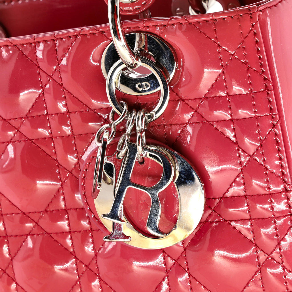 Lady Dior Bag Cannage Quilt Patent Medium