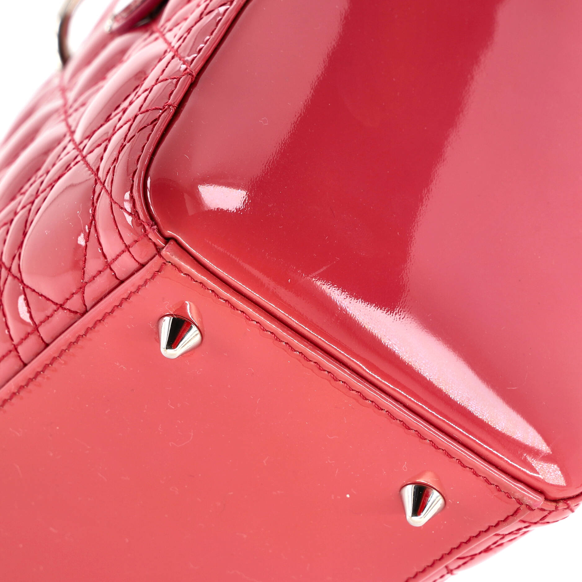 Lady Dior Bag Cannage Quilt Patent Medium