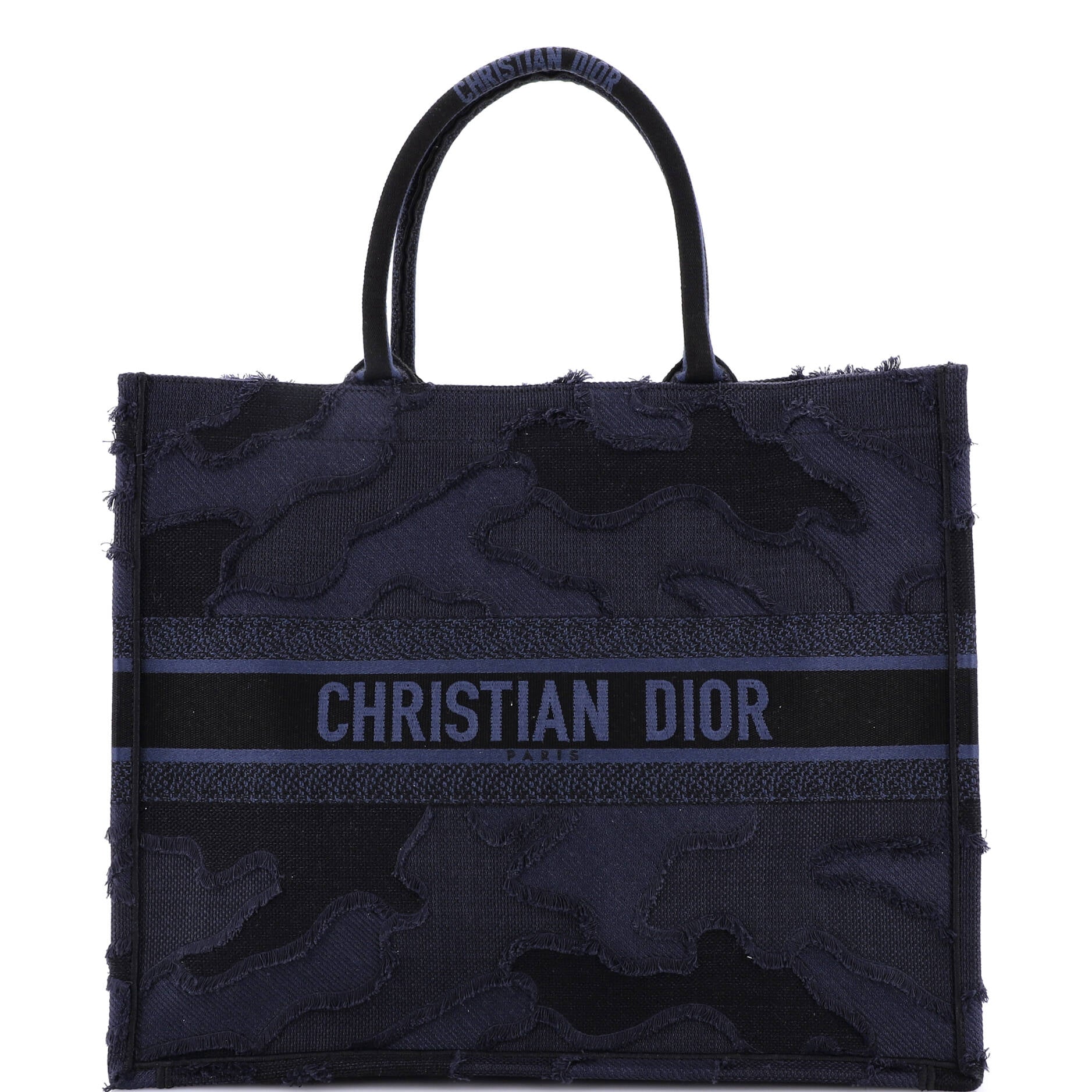 Book Tote Camouflage Embroidered Canvas Large
