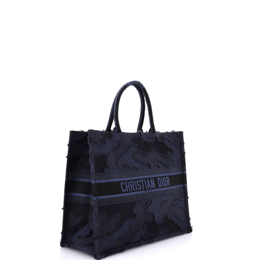 Book Tote Camouflage Embroidered Canvas Large
