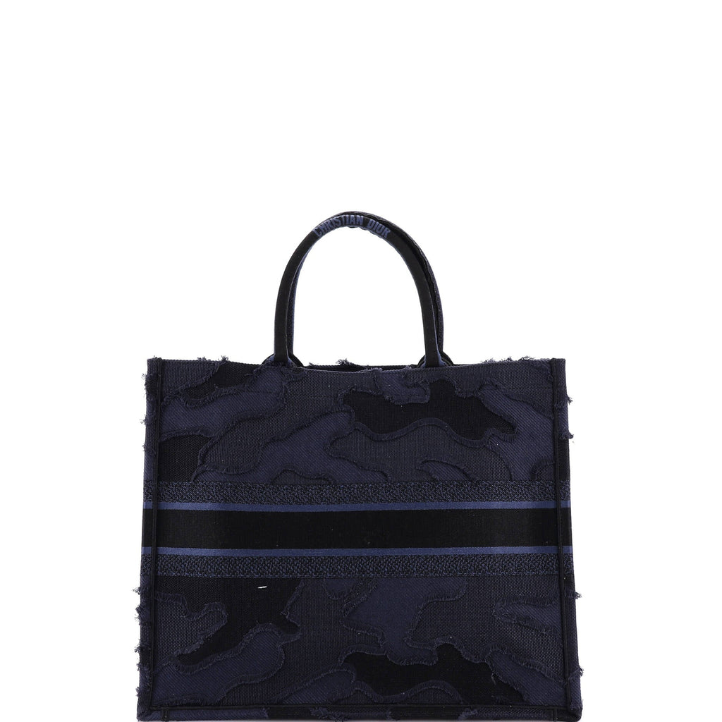 Book Tote Camouflage Embroidered Canvas Large