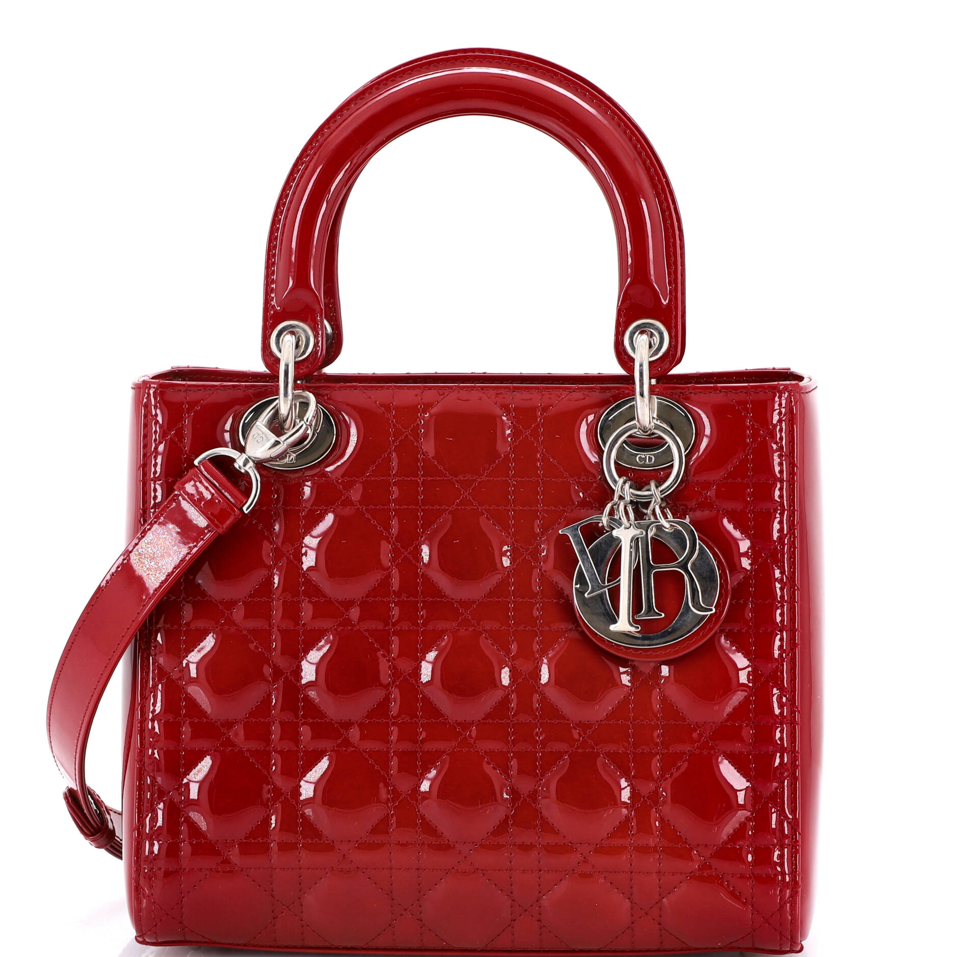 Lady Dior Bag Cannage Quilt Patent Medium