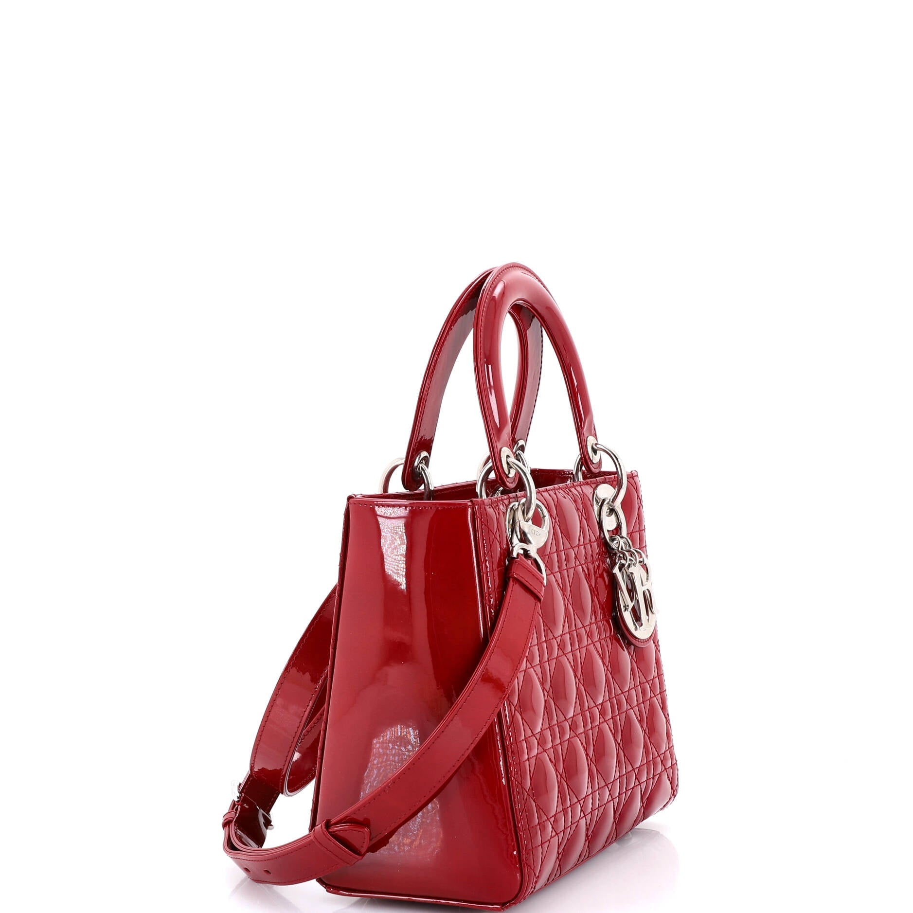 Lady Dior Bag Cannage Quilt Patent Medium