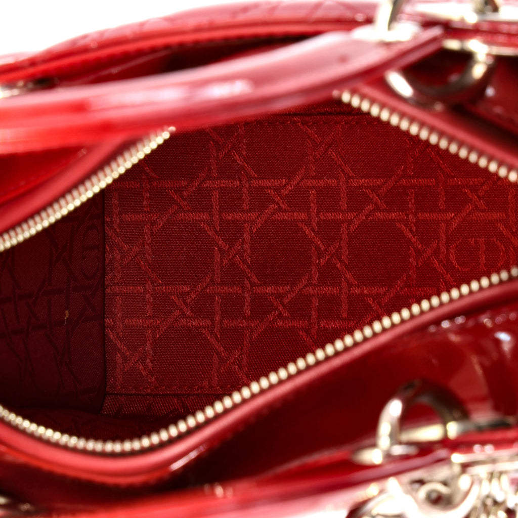 Lady Dior Bag Cannage Quilt Patent Medium