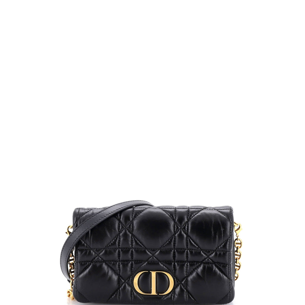 Caro Flap Pouch with Chain Macrocannage Quilt Calfskin Mini