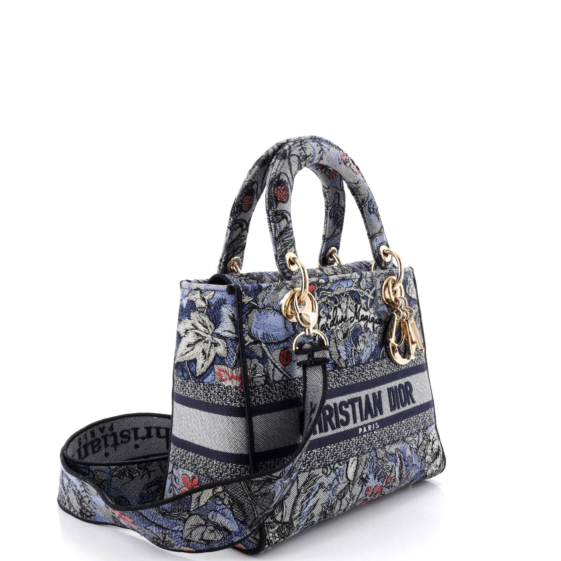 Lady D-Lite Bag Embroidered Canvas Medium