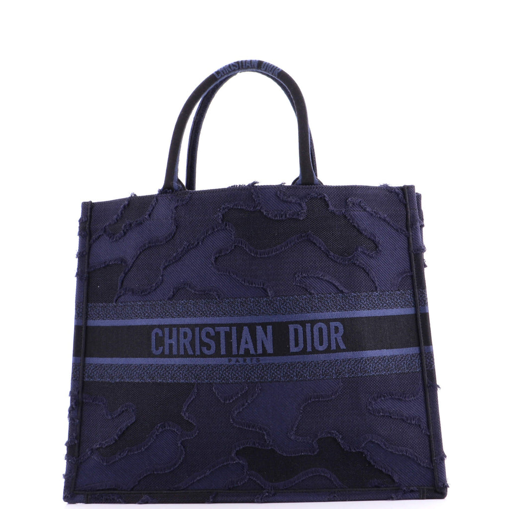 Book Tote Camouflage Embroidered Canvas Large