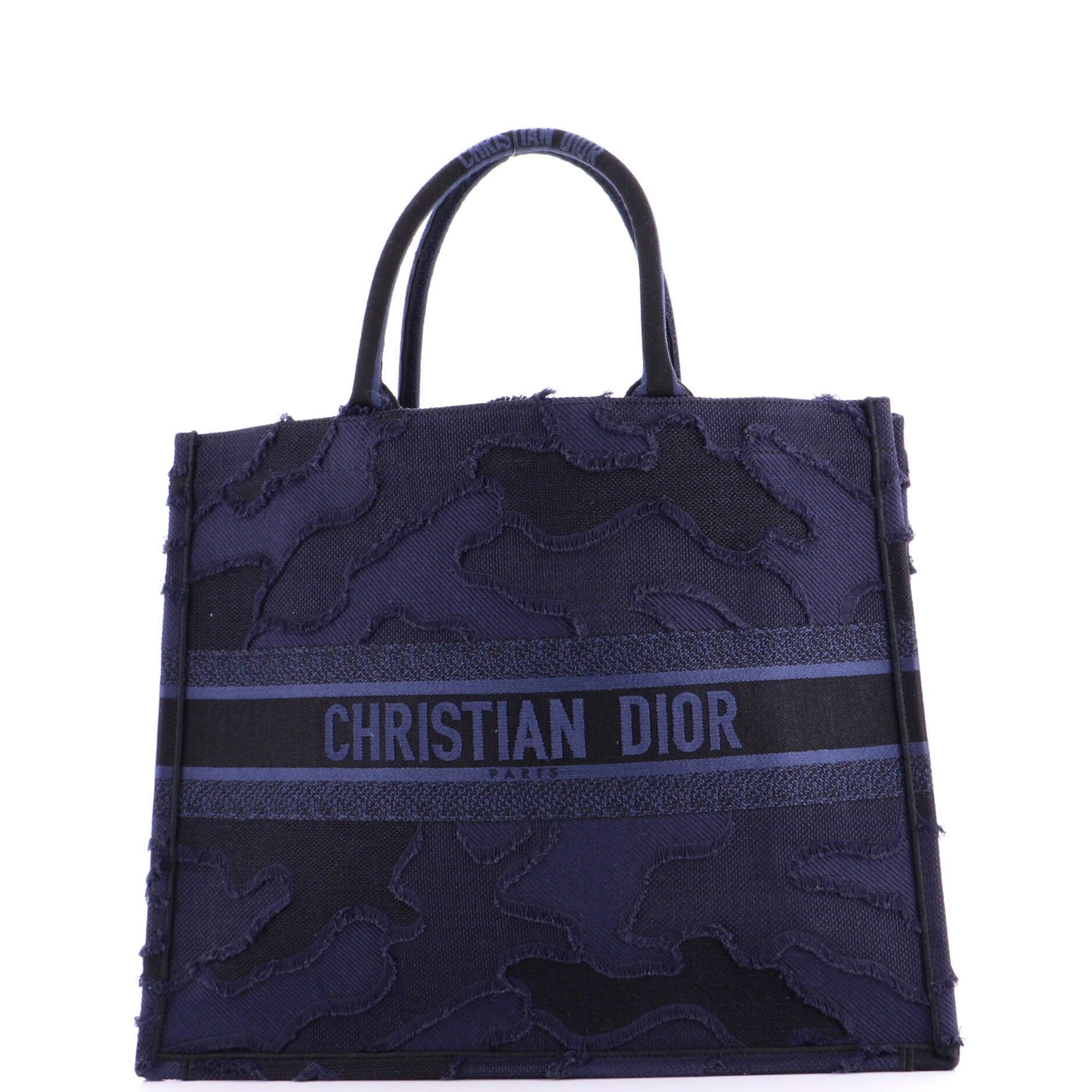 Book Tote Camouflage Embroidered Canvas Large