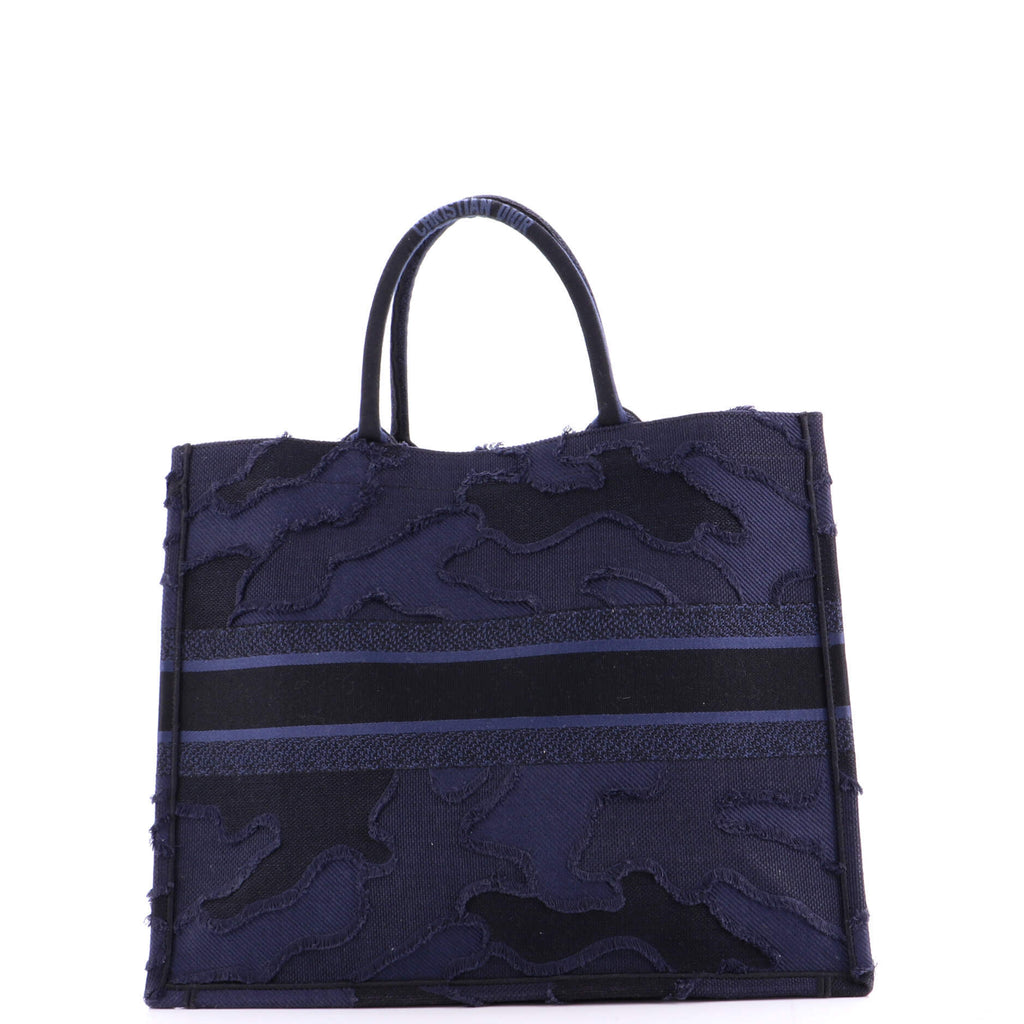 Book Tote Camouflage Embroidered Canvas Large