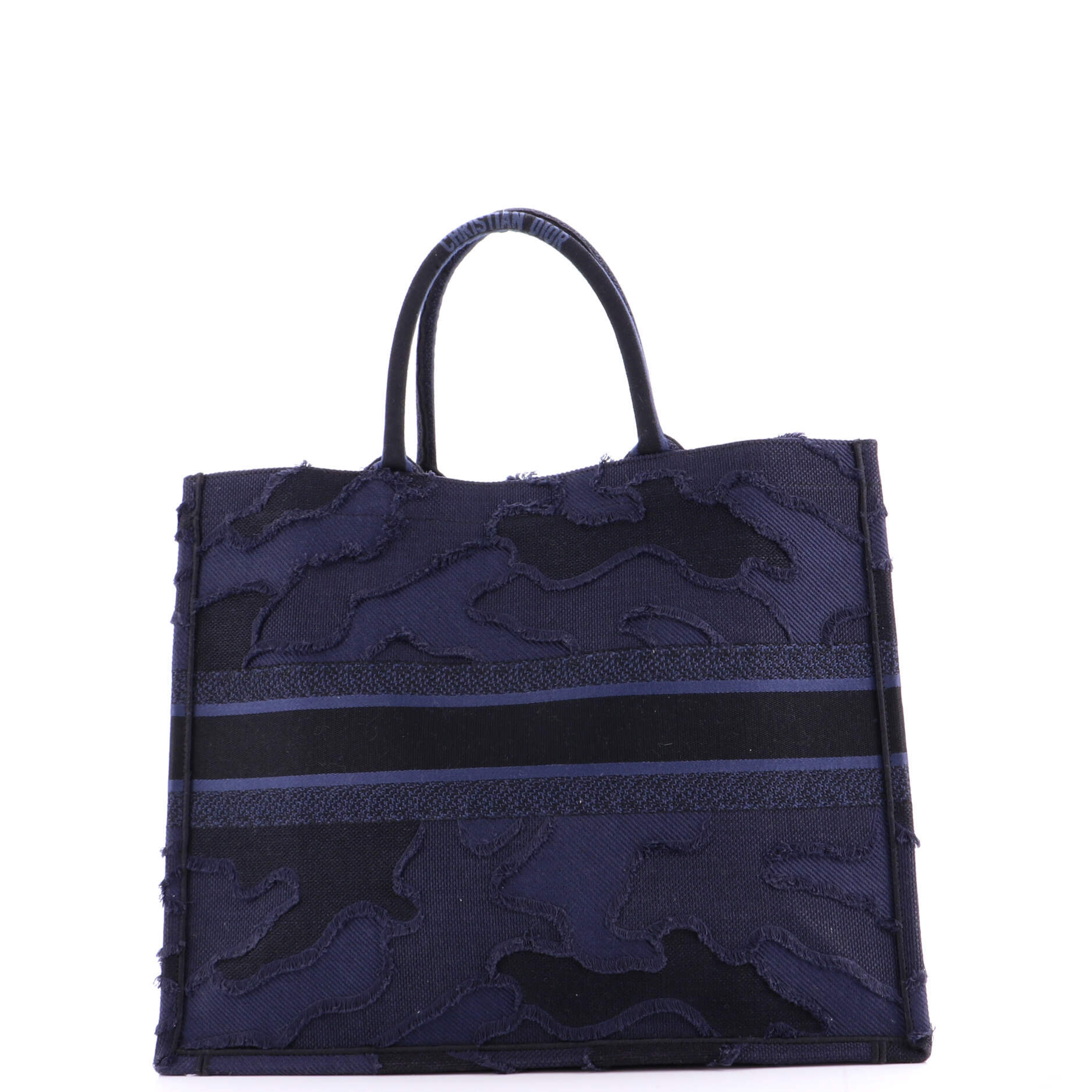 Book Tote Camouflage Embroidered Canvas Large