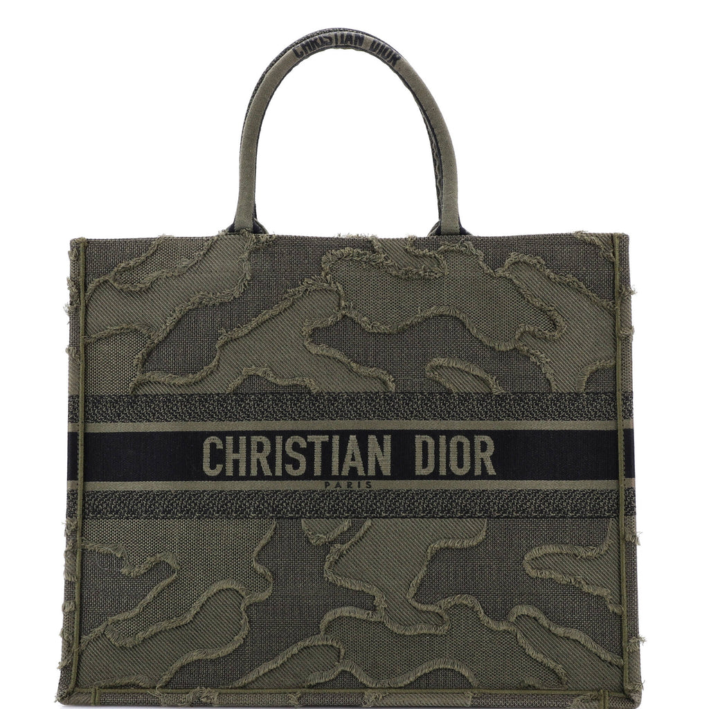 Book Tote Camouflage Embroidered Canvas Large