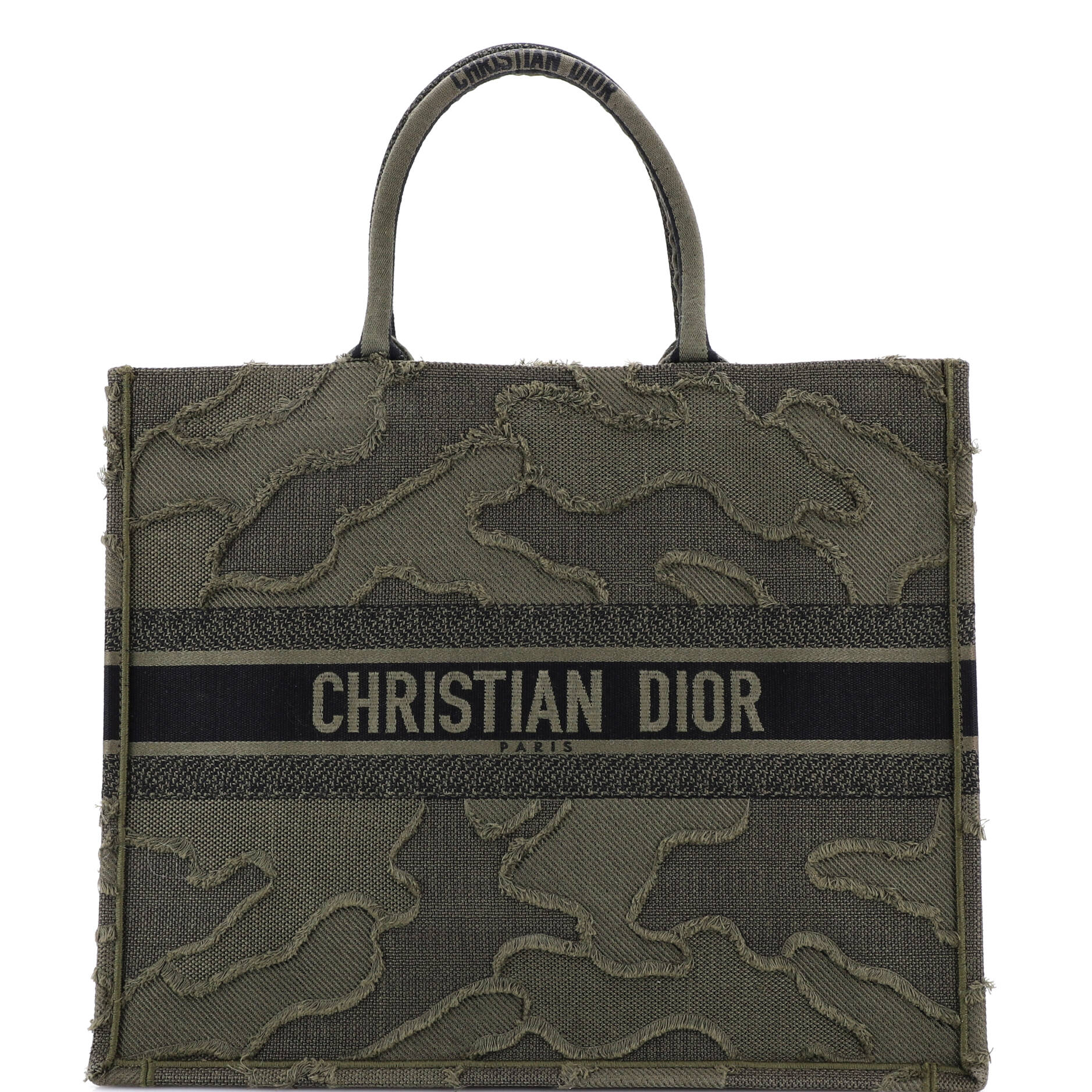 Book Tote Camouflage Embroidered Canvas Large