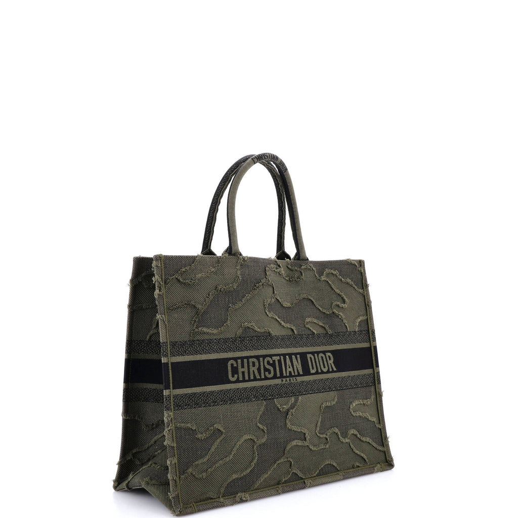 Book Tote Camouflage Embroidered Canvas Large
