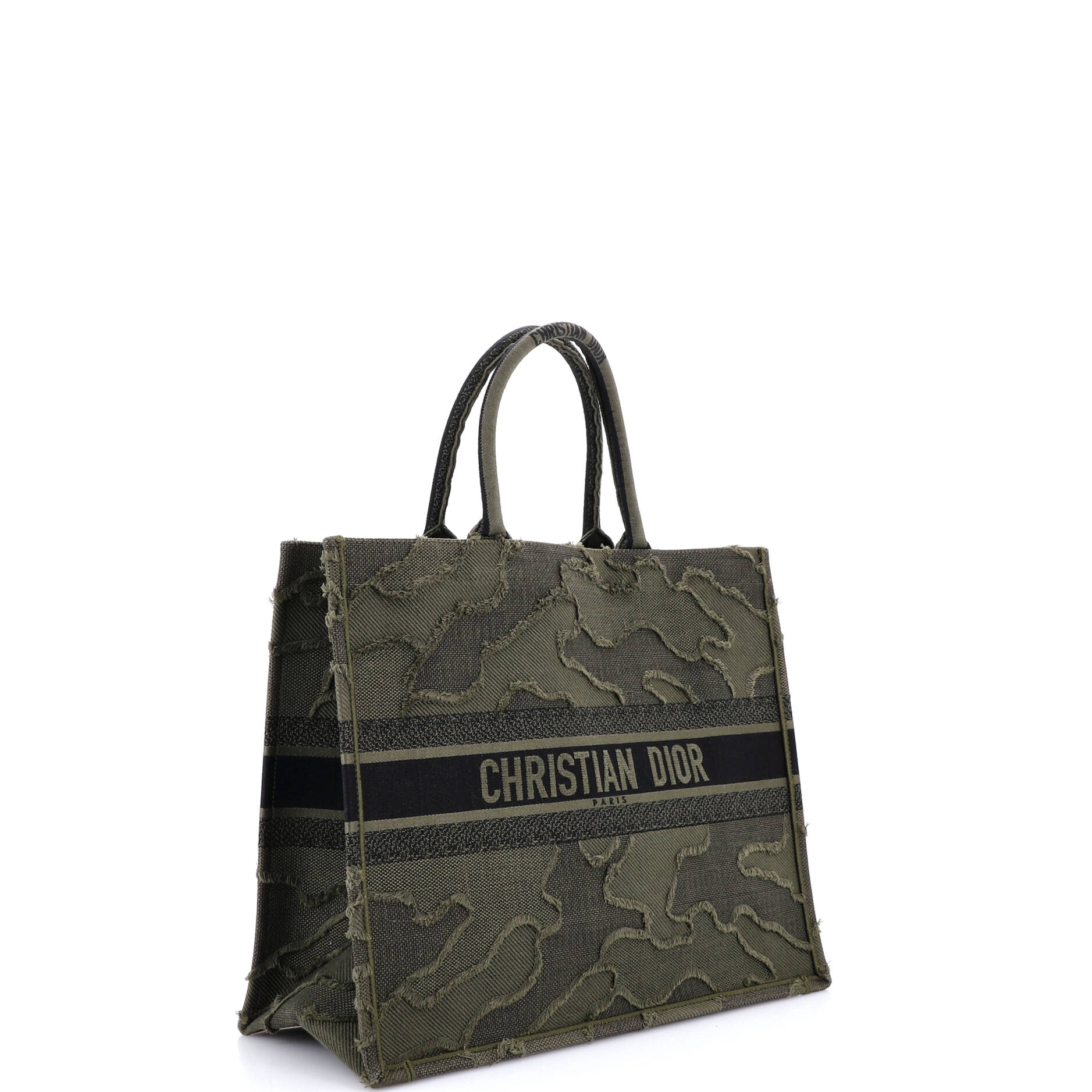 Book Tote Camouflage Embroidered Canvas Large
