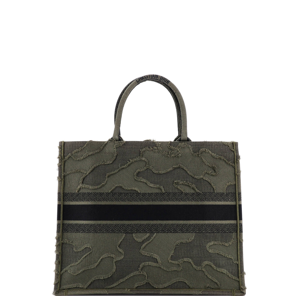 Book Tote Camouflage Embroidered Canvas Large
