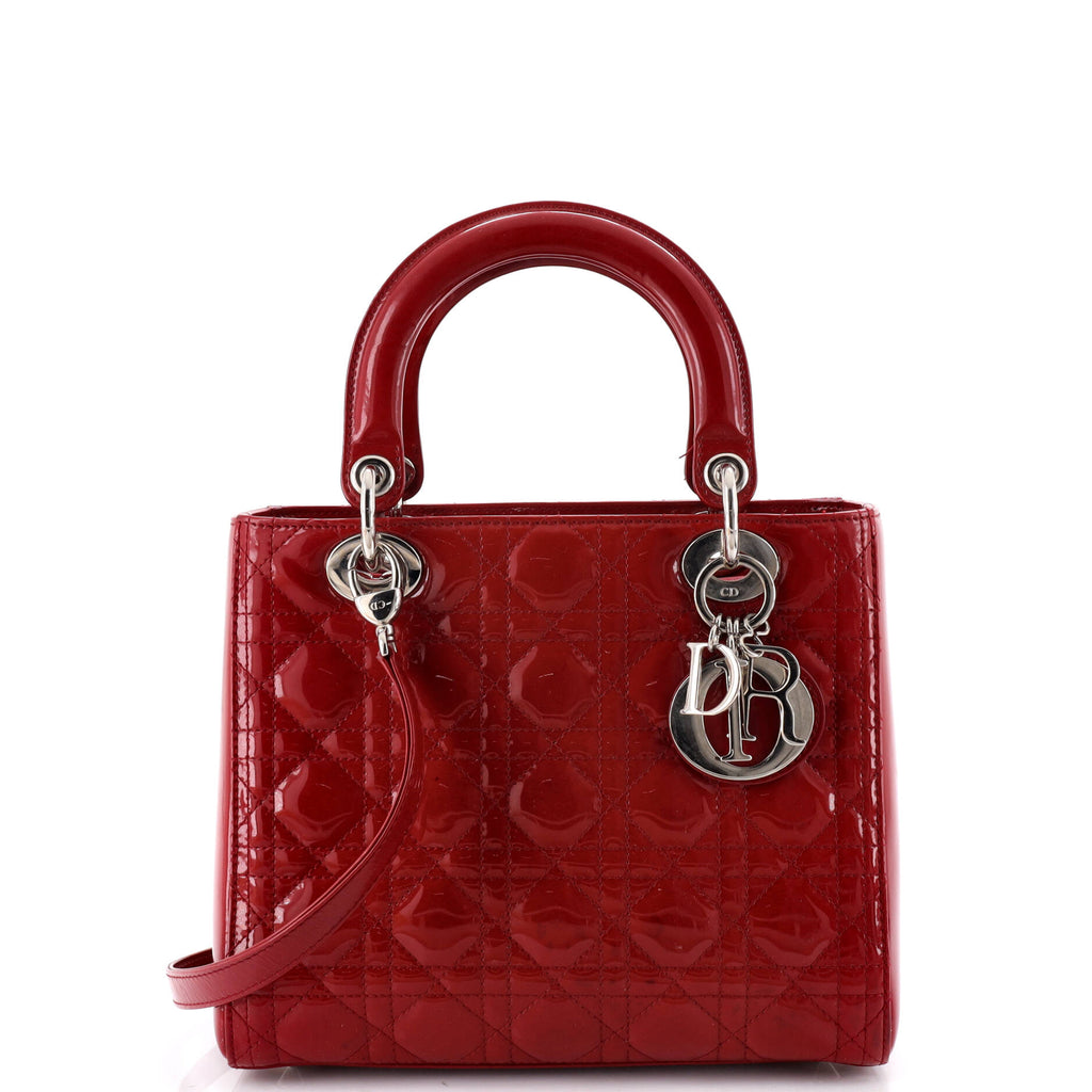 Lady Dior Bag Cannage Quilt Patent Medium