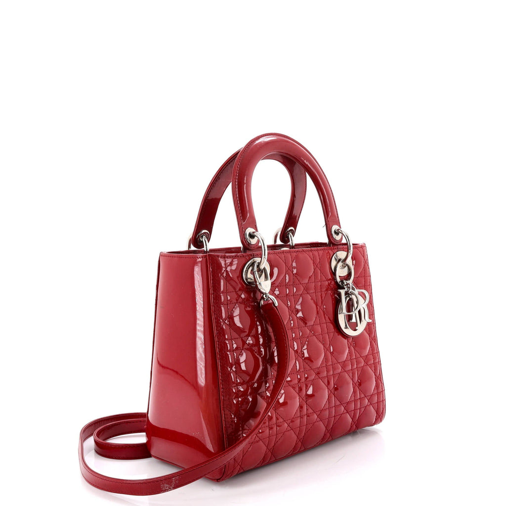Lady Dior Bag Cannage Quilt Patent Medium