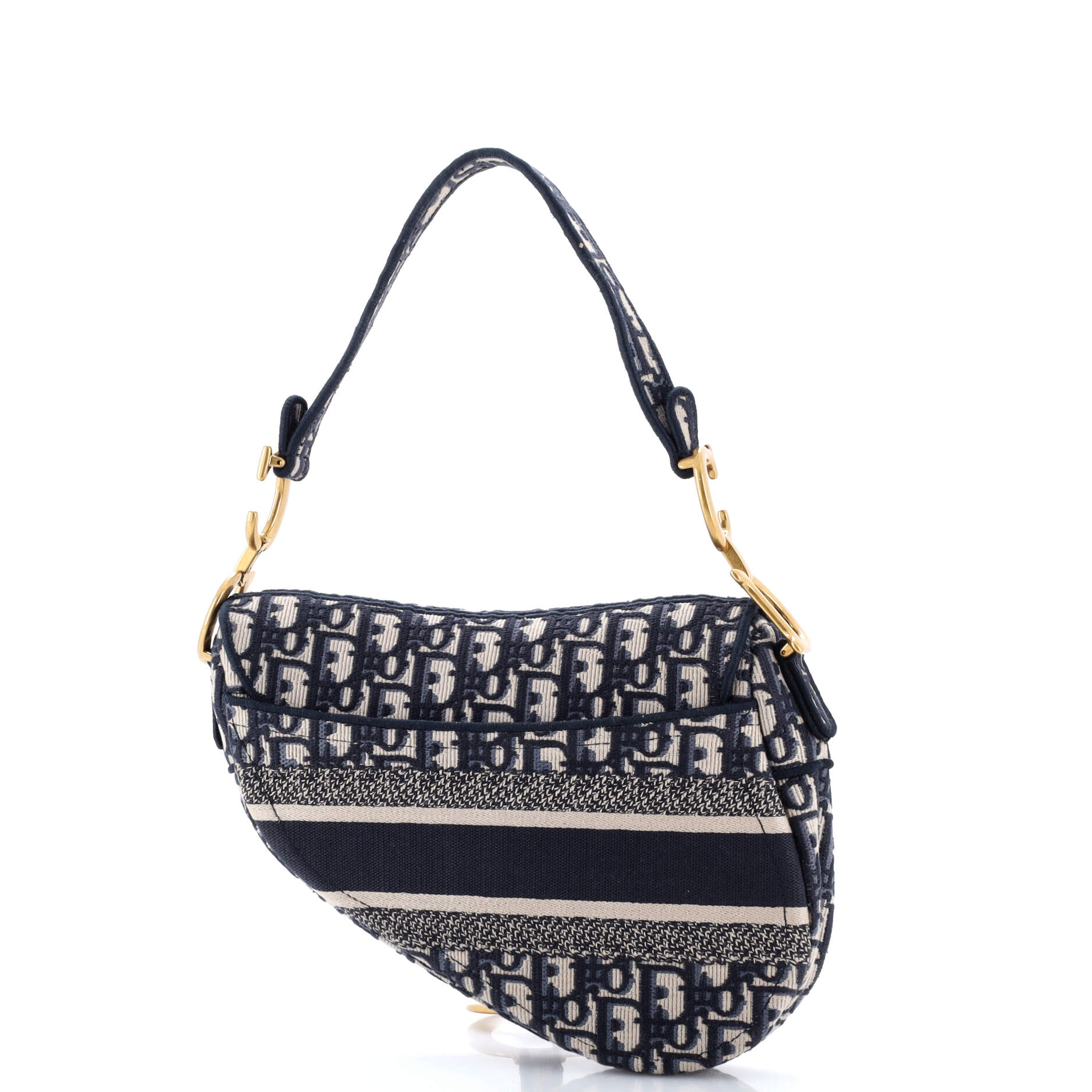 Saddle Handbag Logo Embroidered Oblique Canvas Medium