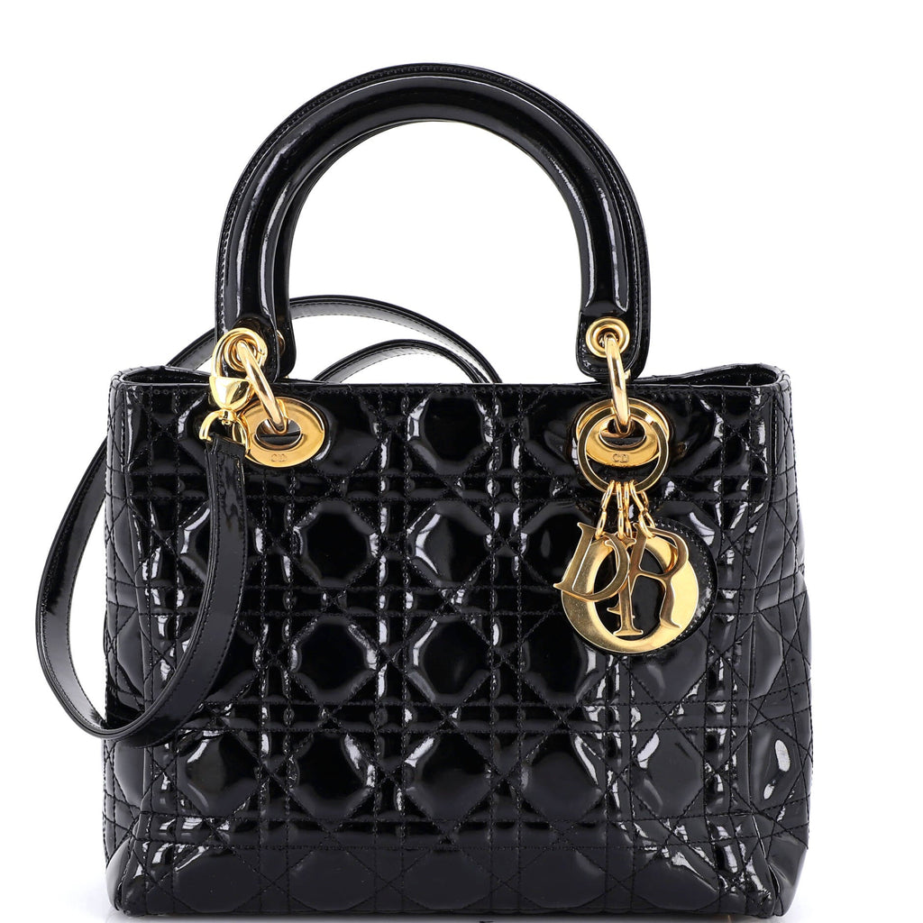 Vintage Lady Dior Bag Cannage Quilt Patent Medium