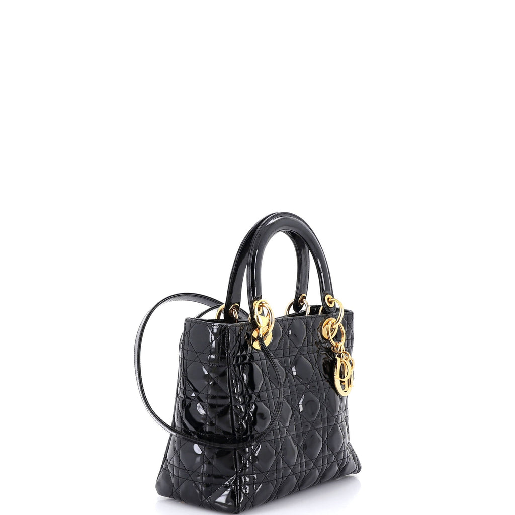 Vintage Lady Dior Bag Cannage Quilt Patent Medium