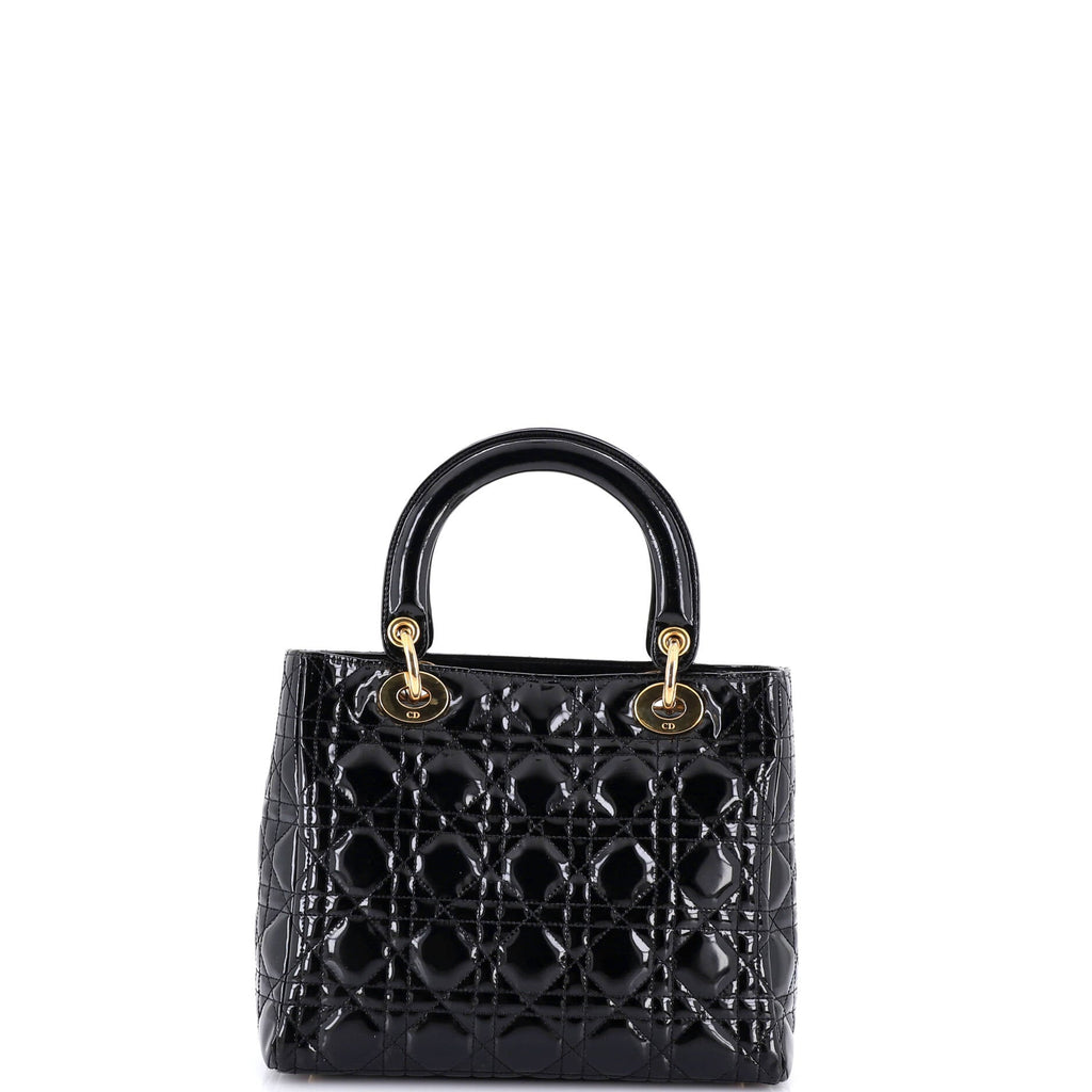 Vintage Lady Dior Bag Cannage Quilt Patent Medium