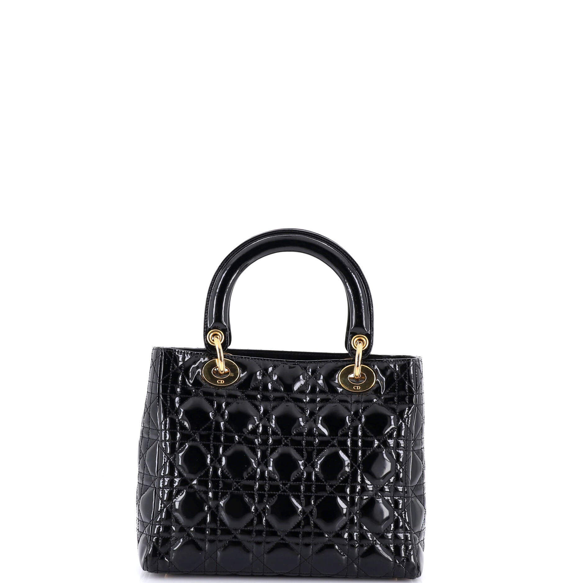 Vintage Lady Dior Bag Cannage Quilt Patent Medium