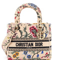Lady D-Lite Bag Embroidered Raffia Medium