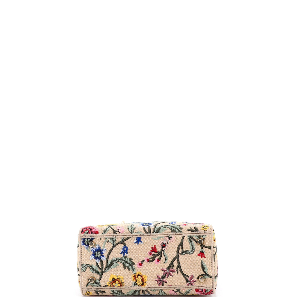 Lady D-Lite Bag Embroidered Raffia Medium
