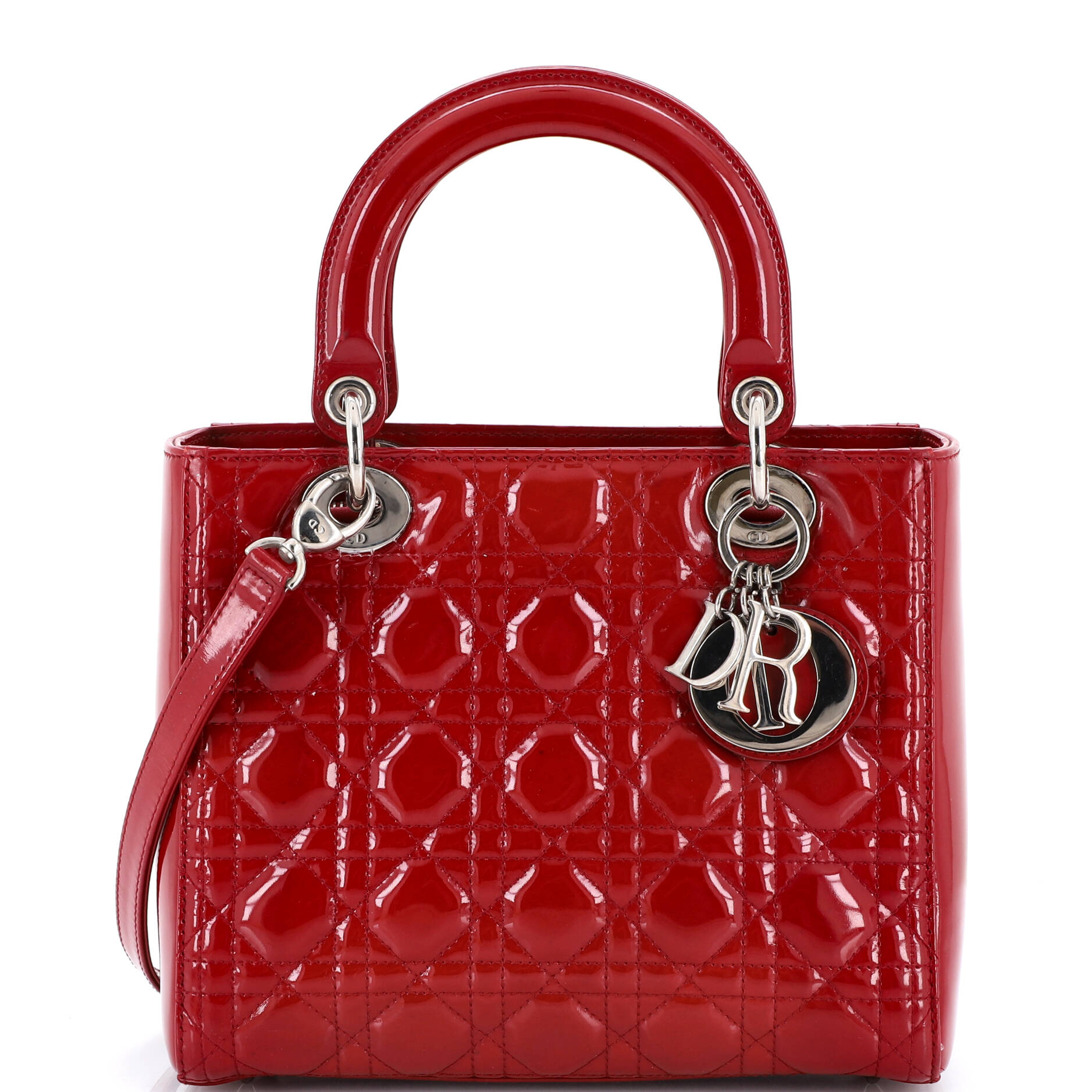 Lady Dior Bag Cannage Quilt Patent Medium
