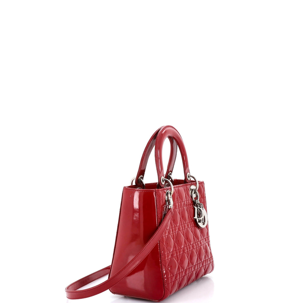 Lady Dior Bag Cannage Quilt Patent Medium