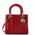 Lady Dior Bag Cannage Quilt Patent Medium
