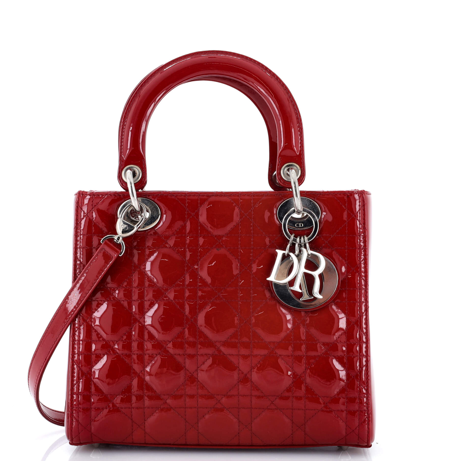 Lady Dior Bag Cannage Quilt Patent Medium