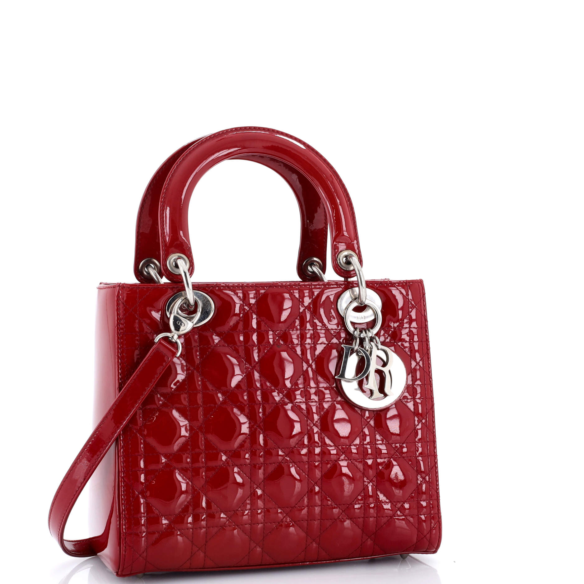Lady Dior Bag Cannage Quilt Patent Medium