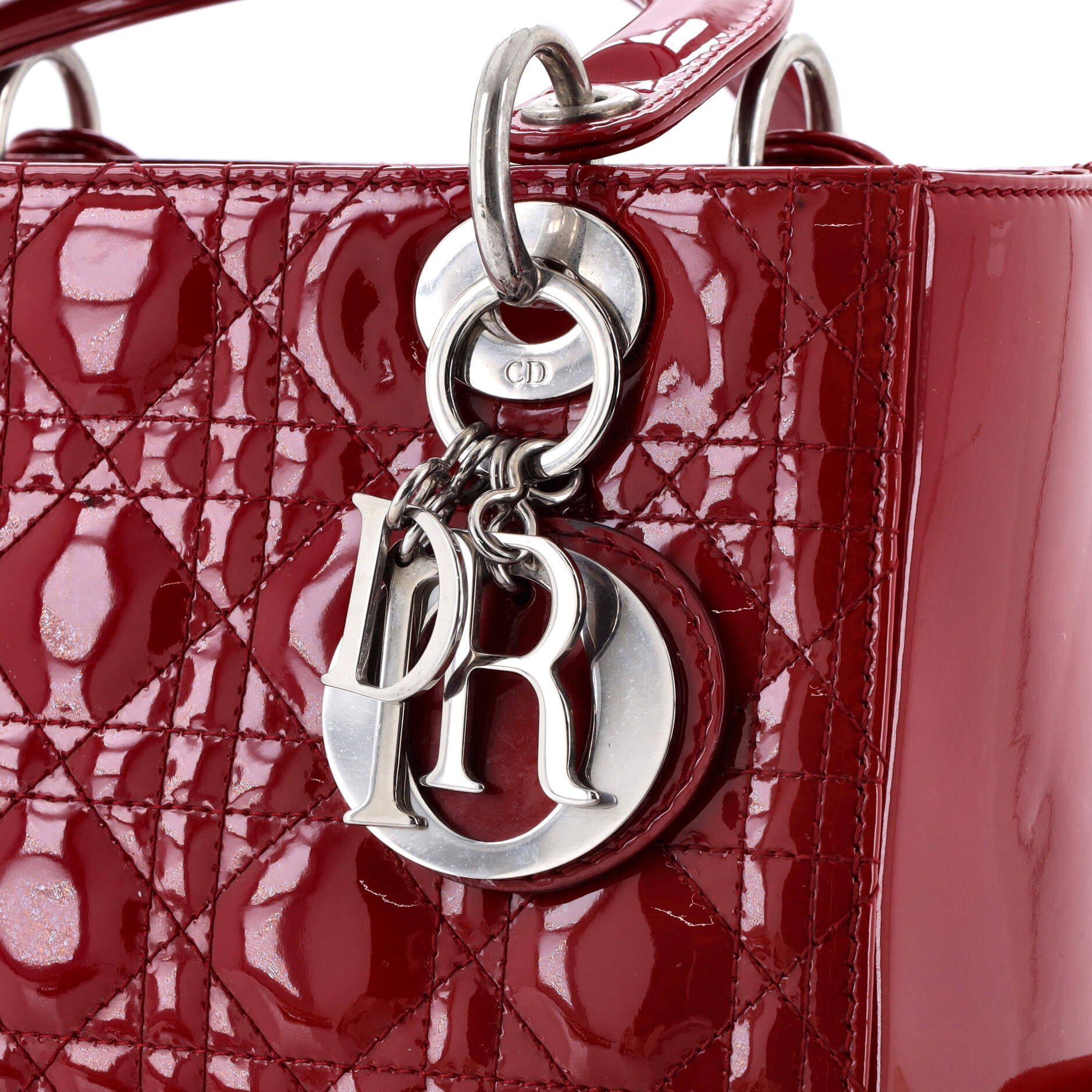 Lady Dior Bag Cannage Quilt Patent Medium