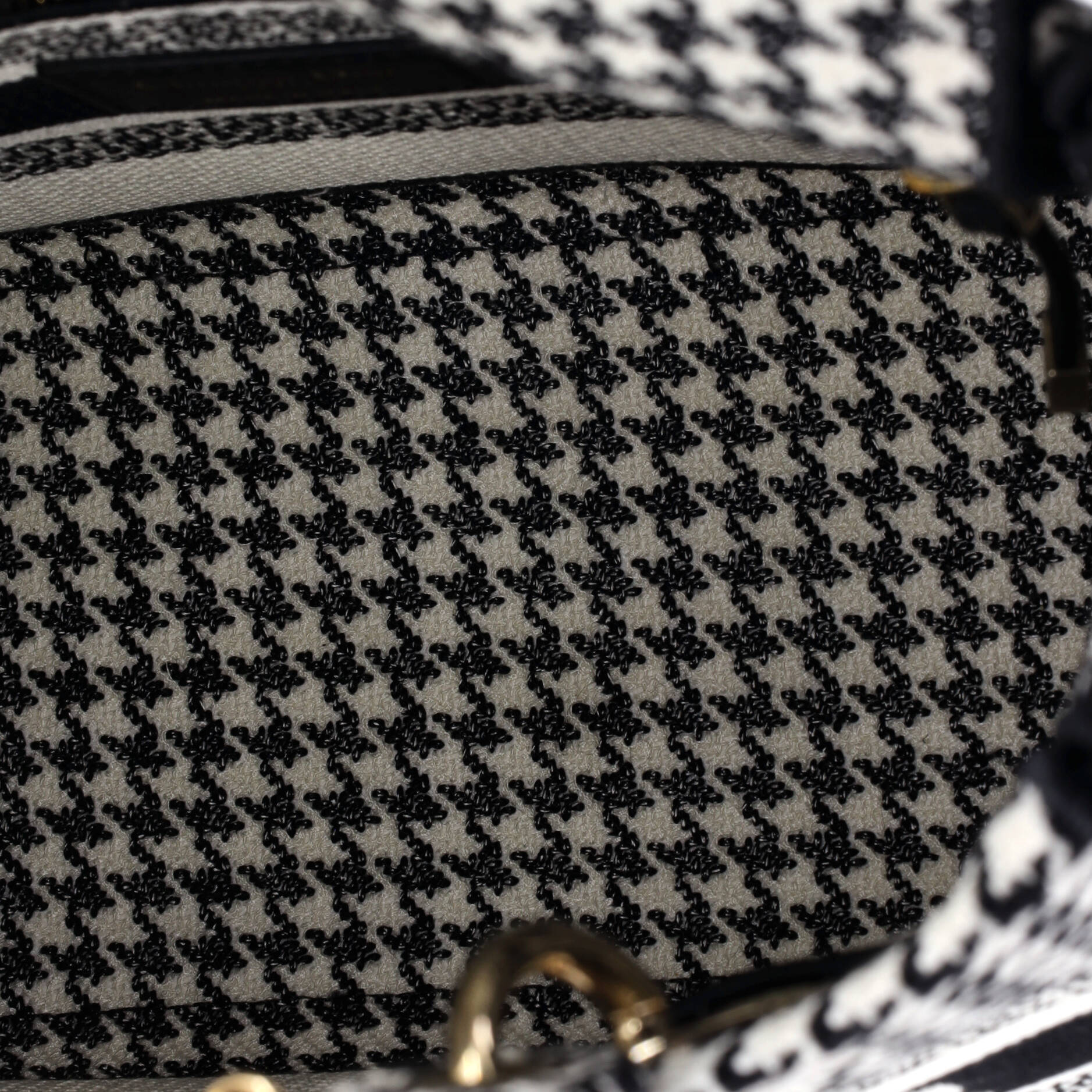 Lady D-Lite Bag Houndstooth Canvas Medium