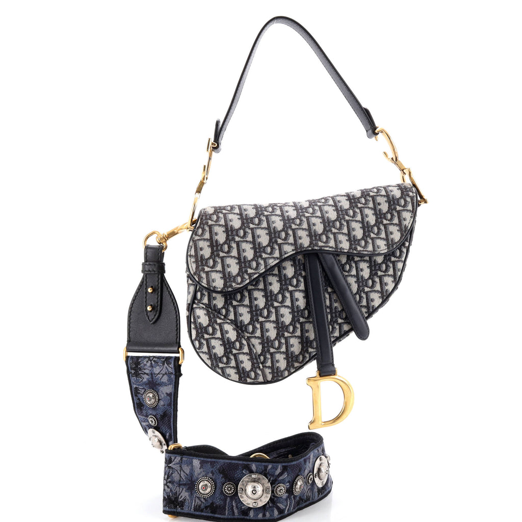 Saddle Handbag with Strap Oblique Canvas Medium