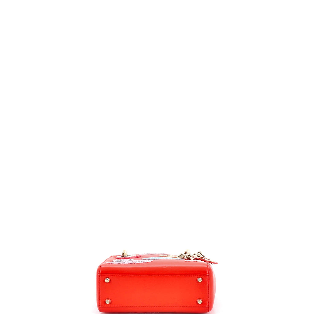 Lady Dior Chain Bag Beaded Leather Mini