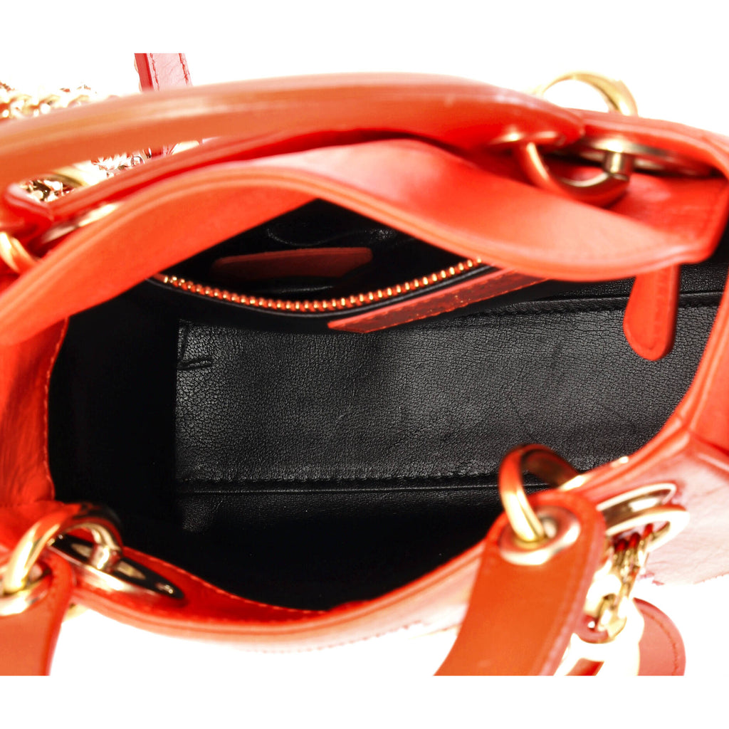 Lady Dior Chain Bag Beaded Leather Mini