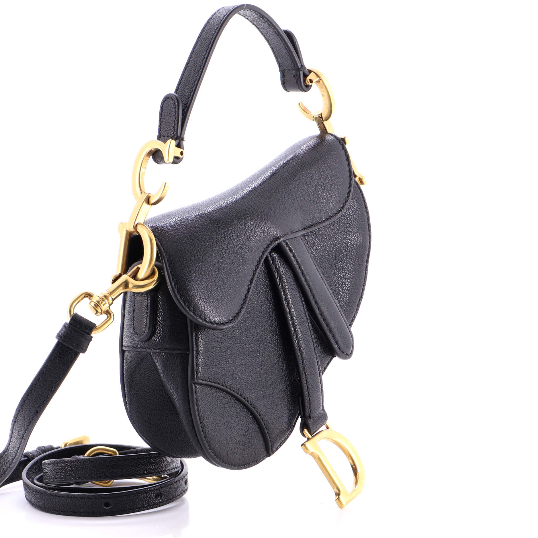Saddle Handbag with Strap Leather Micro