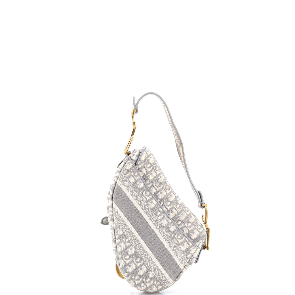 Saddle Handbag Logo Embroidered Oblique Canvas Medium