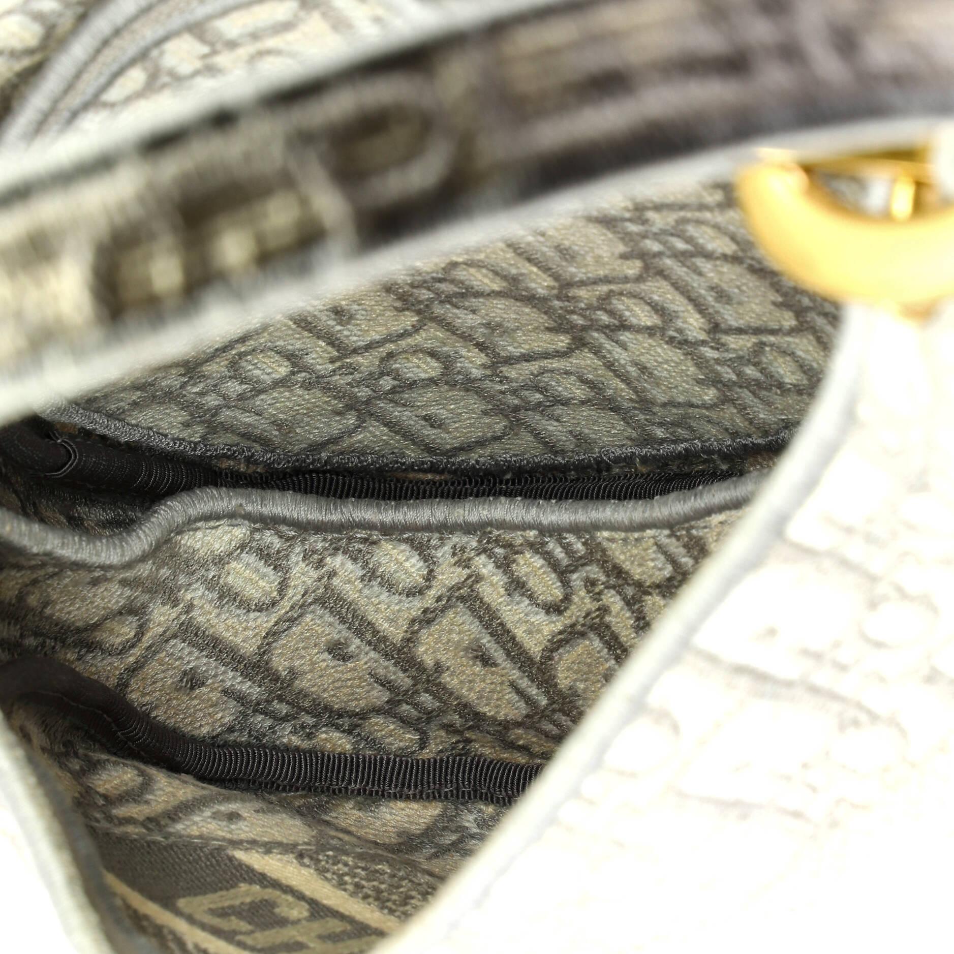 Saddle Handbag Logo Embroidered Oblique Canvas Medium