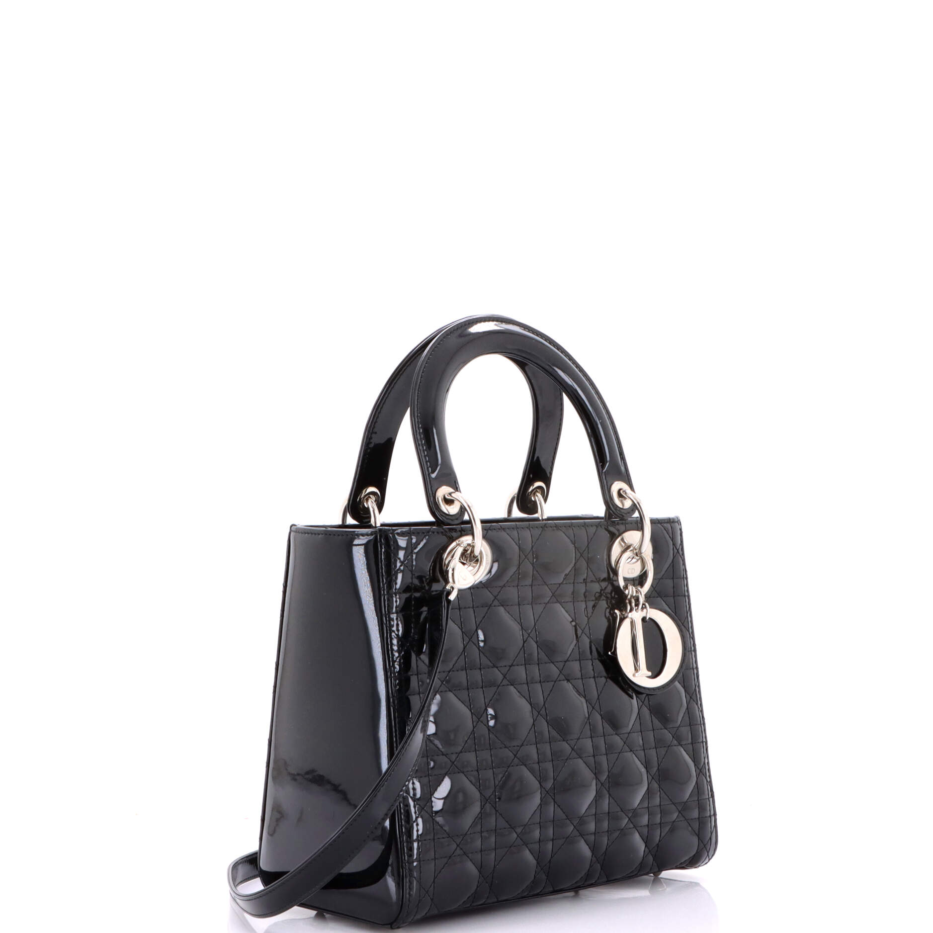 Lady Dior Bag Cannage Quilt Patent Medium