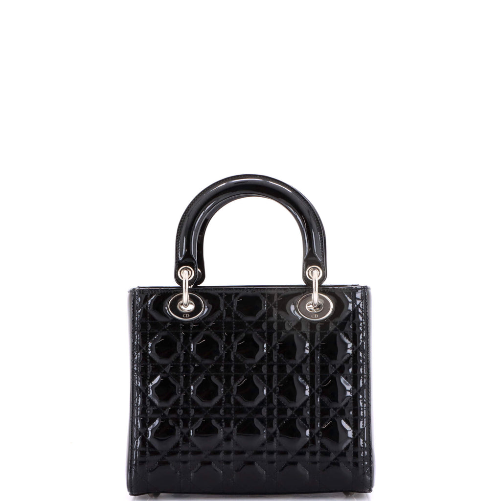 Lady Dior Bag Cannage Quilt Patent Medium