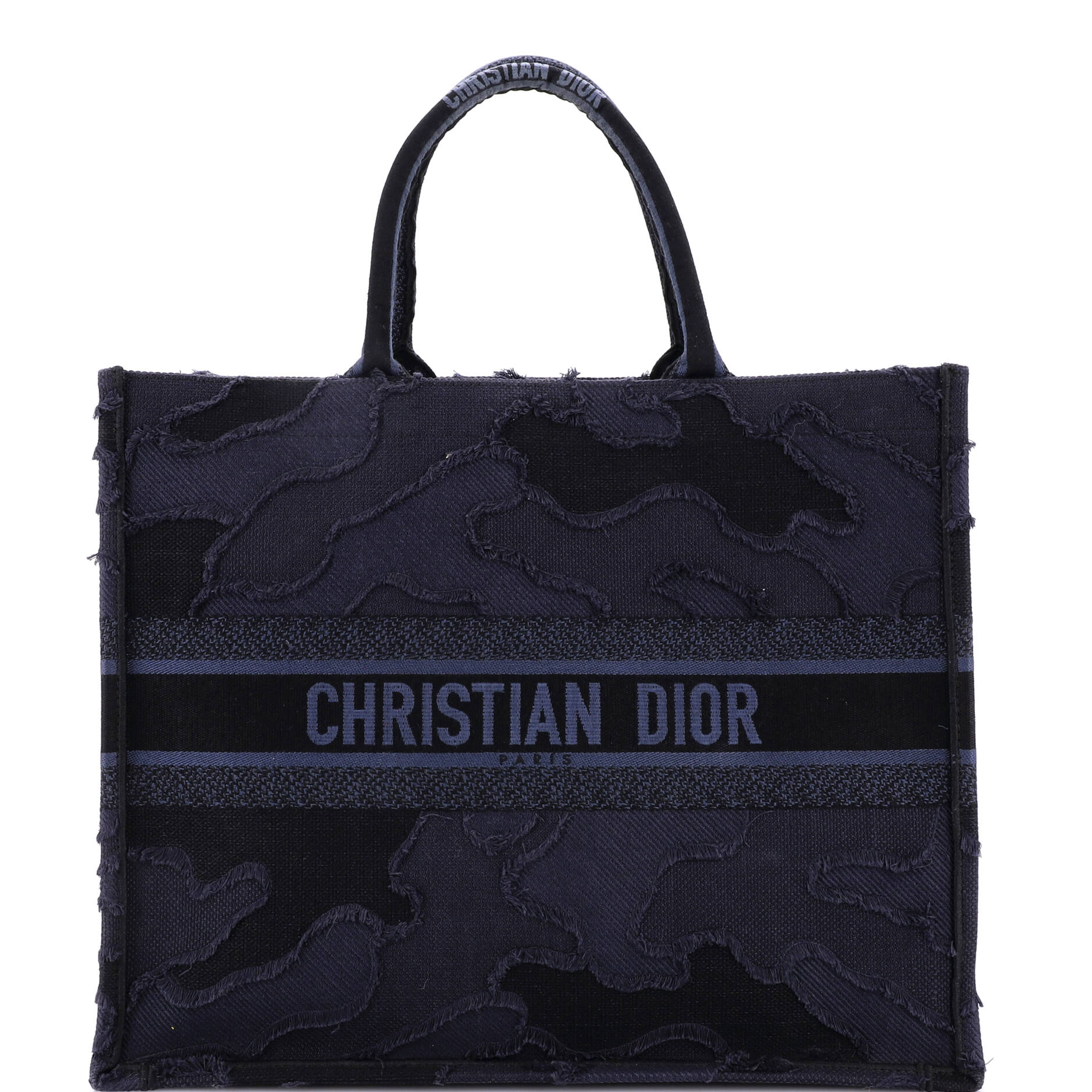 Book Tote Camouflage Embroidered Canvas Large