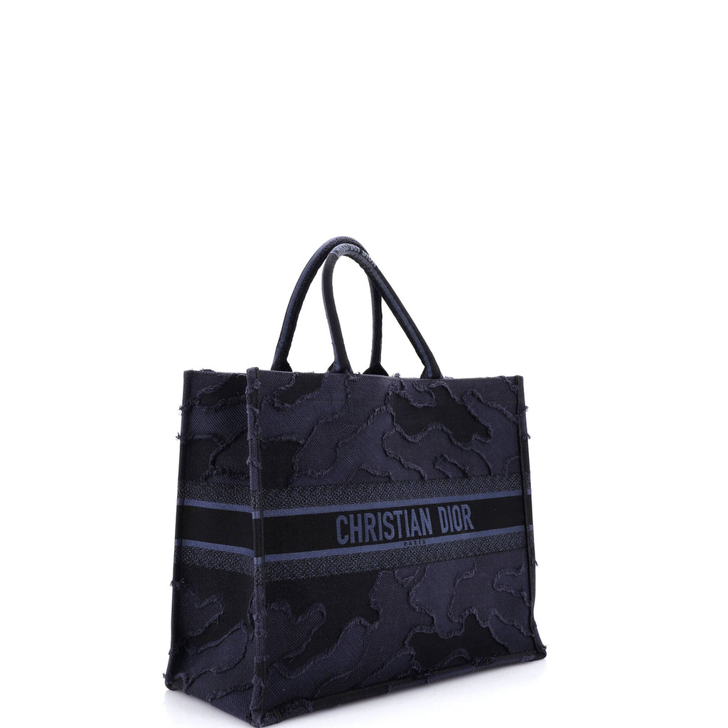Book Tote Camouflage Embroidered Canvas Large