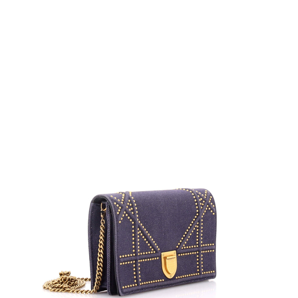 Diorama Wallet on Chain Cannage Studded Denim