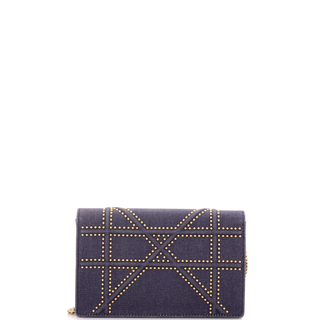 Diorama Wallet on Chain Cannage Studded Denim